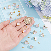 20Pcs Flat Round Brass & Glass Stud Earrings KK-BBC0028-26-3