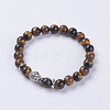 Natural Tiger Eye Beads Stretch Bracelets BJEW-E325-D19-1