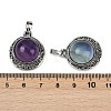 Natural Fluorite Half Round Pendants PALLOY-R159-01AS-10-3