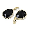 Natural Obsidian Faceted Teardrop Pendants G-B126-04G-01-2