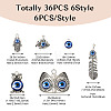 36Pcs 6 Style Evil Eye Alloy Enamel Pendants ENAM-TA0001-32-14