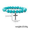 Synthetic Turquoise Beaded Stretch Bracelets PW-WGFC66C-19-1