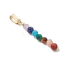 Chakra Natural Amethyst & Tiger Eye & Red Jasper & Lapis Lazuli & Apatite & Malachite & Sunstone Faceted Round Beaded Pendants X-PALLOY-JF03559-01-3