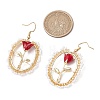 Valentine's Day Alloy Enamel Seed Glass Dangle Earrings EJEW-MZ00391-02-3