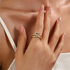 Heart Brass Micro Pave Cubic Zirconia Open Cuff Ring for Women RJEW-F154-03G-B-3