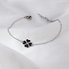 Stainless Steel Heart-shape Clover Link Bracelets OH1703-1-1