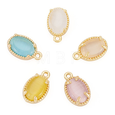 5Pcs 5 Colors Oval Brass Charms KK-TADJ0001-14-1