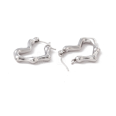 304 Stainless Steel Heart Hoop Earrings for Women EJEW-I267-08P-1