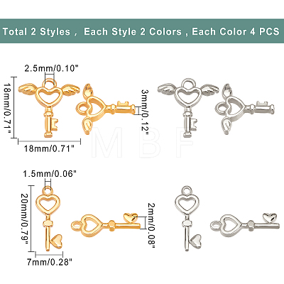16Pcs 4 Style 304 Stainless Steel Pendants STAS-DC0008-33-1