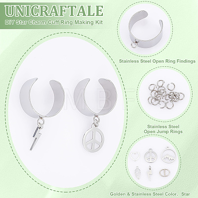 Unicraftale DIY Charm Cuff Ring Making Kit DIY-UN0003-69-1