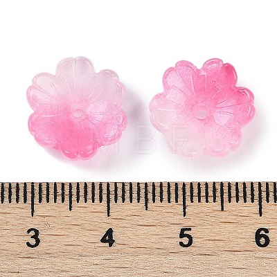Transparent Spray Paint Glass Bead Caps GLAA-H035-04H-1