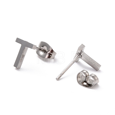 Tarnish Resistant 304 Stainless Steel Greek Alphabet Stud Earrings STAS-D007-07P-10-1