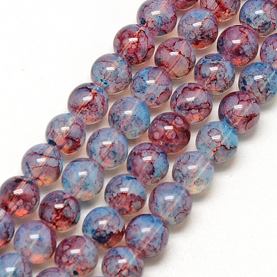 Baking Painted Glass Beads Strands DGLA-Q023-6mm-DB69-1