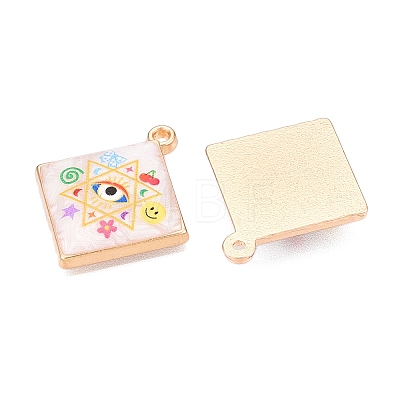 Printed Rack Plating Alloy Enamel Pendants ENAM-T020-05E-1