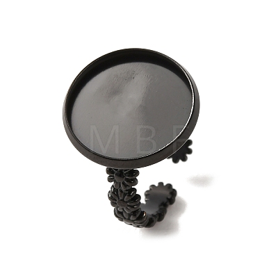 Flower 304 Stainless Steel Cuff Ring Components STAS-P454-05E-B-1