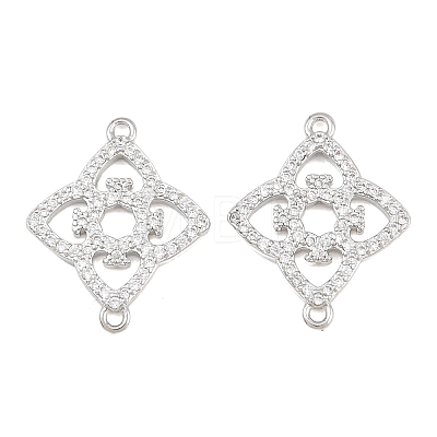 Brass Micro Pave Clear Cubic Zirconia Connector Charms CU-CBA7BFE-03I-P-1