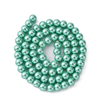 Eco-Friendly Dyed Glass Pearl Bead Strands X-HY-A008-6mm-RB-M-1