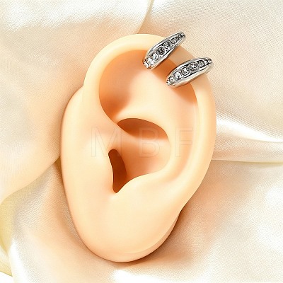 304 Stainless Steel Rhinestone Cuff Earrings for Women EJEW-A165-01P-1