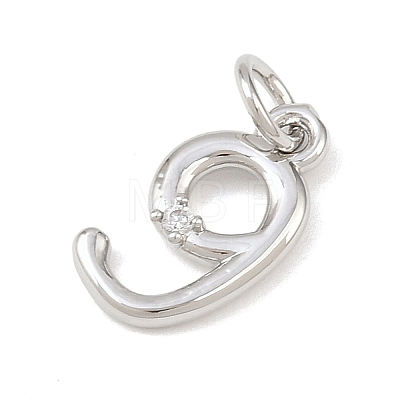 Brass Micro Pave Clear Cubic Zirconia Charms KK-P339-27P-09-1