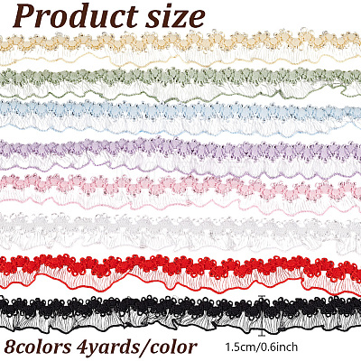 32 Yards 8 Colors Nylon Crown Elastic Lace Ribbon OCOR-GO0001-25-1