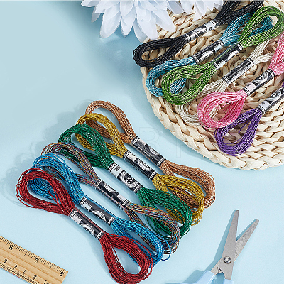 12 Skeins 12 Colors 12-Ply Metallic Polyester Embroidery Floss OCOR-CY0004-57-1