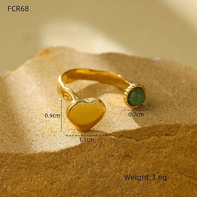 Natural Gemstone Open Cuff Rings for Women RJEW-S415-02G-04-1