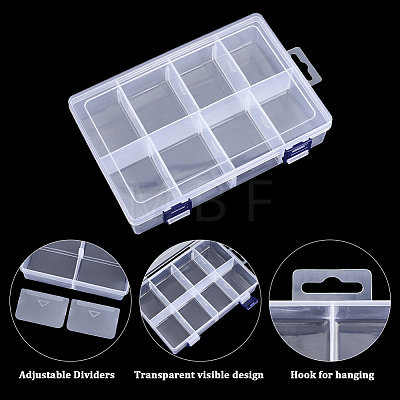 3Pcs 8 Grids PP Plastic Adjustable Dividers Boxes CON-PA0001-13-1