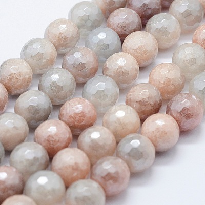 Electroplated Natural Imitation Sunstone Gemstone Beads Strands G-G749-06B-10mm-1