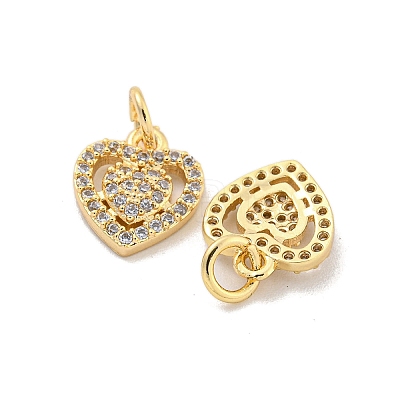 Brass Micro Pave Cubic Clear Zirconia Charms KK-Z044-23G-1