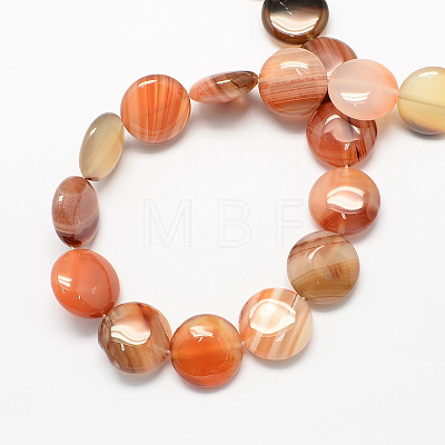 Flat Round Gemstone Natural Red Agate Stone Beads Strands G-S110-03-1
