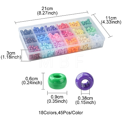 702pcs 18 Colors Opaque Plastic Beads KY-YW0001-41-1