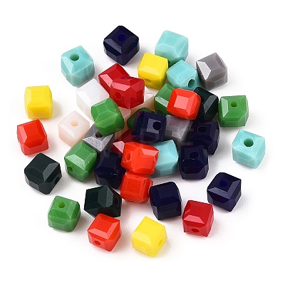 Opaque Color Faceted Glass Beads GLAA-E047-02B-1