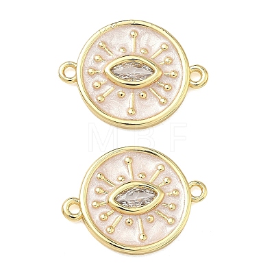 Brass Pave Clear Cubic Zirconia Evil Eye Links Connector Charms KK-B170-14G-1