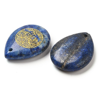 Natural Lapis Lazuli Drop Pendants G-C158-01K-1