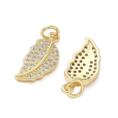 Brass Micro Pave Clear Cubic Zirconia Charms KK-F930-04G-1