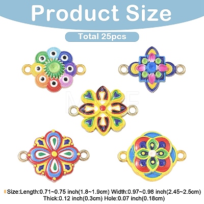 25Pcs 5 Colors 3D Printed Alloy Connector Charms FIND-YW0011-78-1