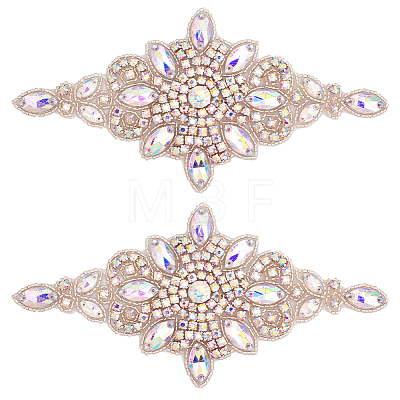 Flower Hotfix Rhinestone Appliques PATC-WH0008-83B-1