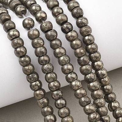 Natural Gold Pyrite/Golden Pyrite Beads Strands G-L647-D07-4x6mm-01-1