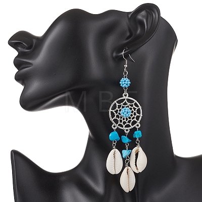 Natural Cowrie Shell Chandelier Earrings EJEW-MZ00642-1