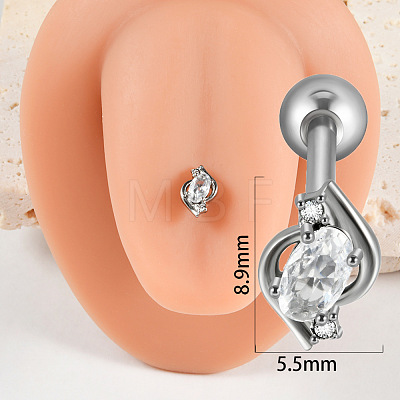 Teardrop 304 Stainless Steel Rhinestone Straight Barbell 15 Gauge Piercing Tongue Rings for Women Men WG68BAB-08-1