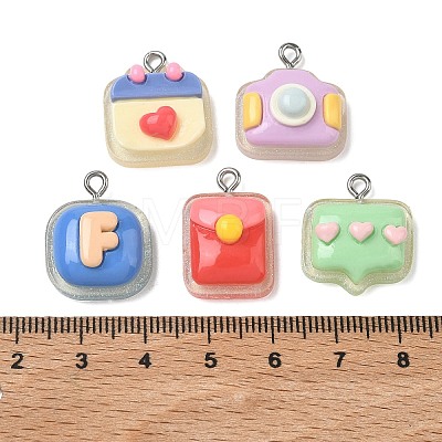 Opaque Resin & Glitter Powder Pendants RESI-B044-14P-1