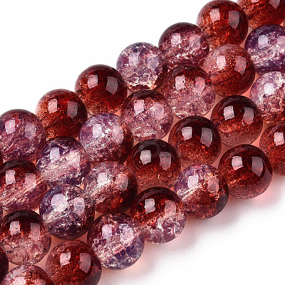 Transparent Crackle Baking Painted Glass Beads Strands DGLA-T003-01A-07-1