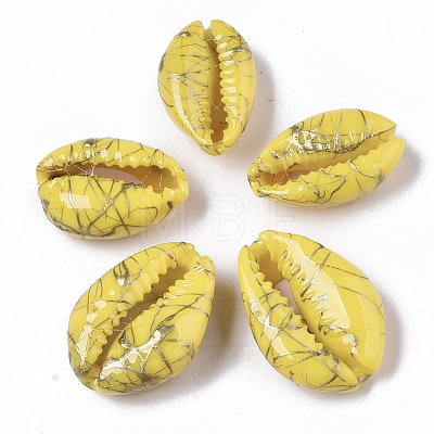 Spray Painted Natural Cowrie Shell Beads X-SSHEL-R047-03-A10-1