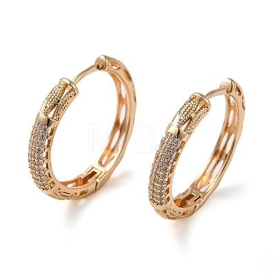 Brass Cubic Zirconia Hoop Earrings for Women EJEW-M238-11KCG-1