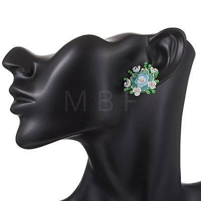 Flower Handmade Glass Seed Beads Stud Earrings EJEW-MZ00656-1