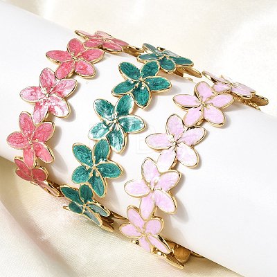 304 Stainless Steel Enamel Bangles for Women BJEW-D408-40G-1