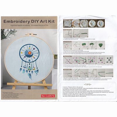 DIY Woven Net/Web with Feather Pattern Embroidery Kit DIY-O021-19B-1
