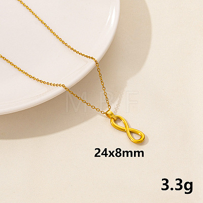 304 Stainless Steel Geometric Number 8 Pendant Necklace for Women GD7142-2-1