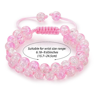 Sparkling Round Glass Braided Bead Bracelet BJEW-SW00082-11-1