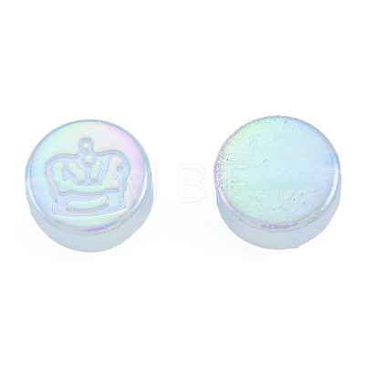 Rainbow Iridescent Plating Acrylic Beads OACR-N010-067-1